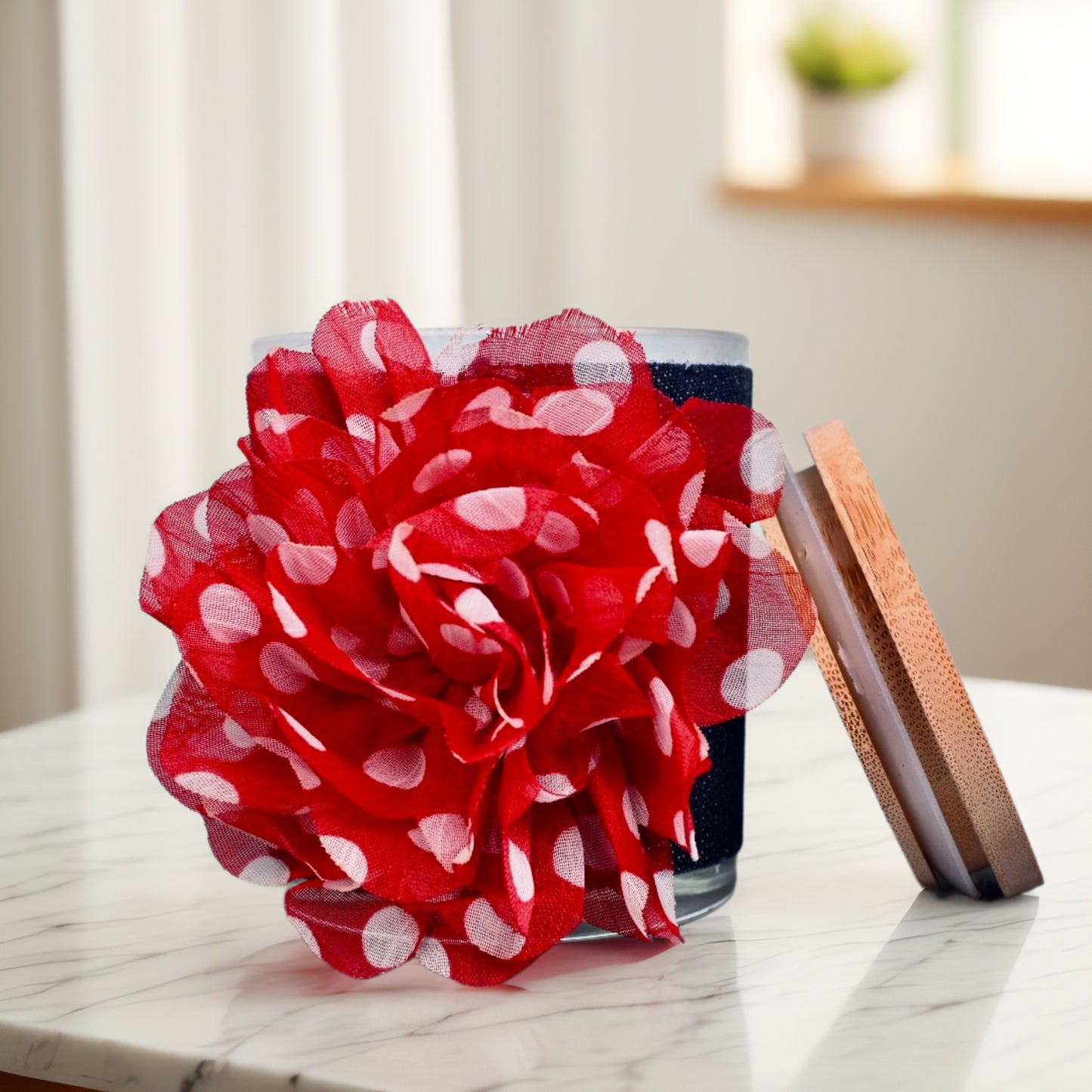 Dots & Denim Coconut-Apricot Wax Candle (10oz)