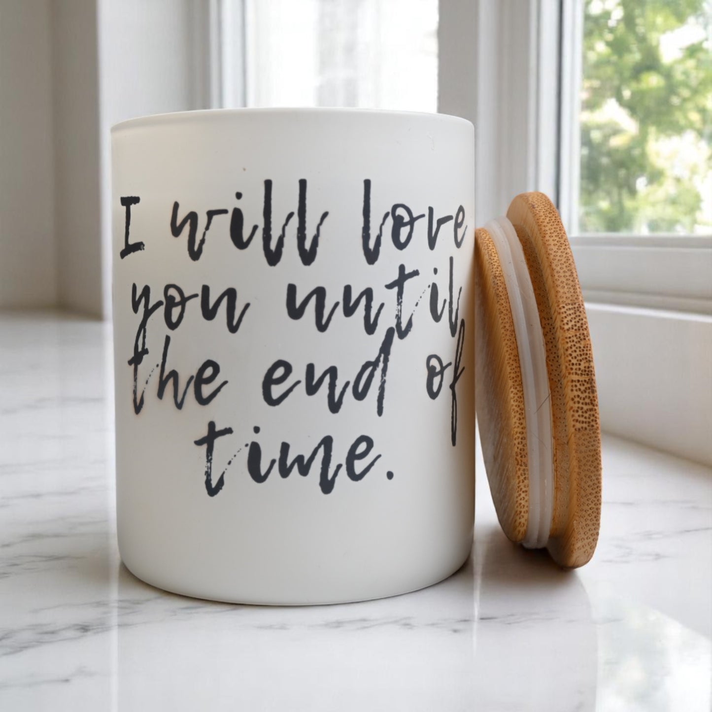 " I Will Love You Until The End of Time" Coconut-Apricot Wax Candle (10oz)