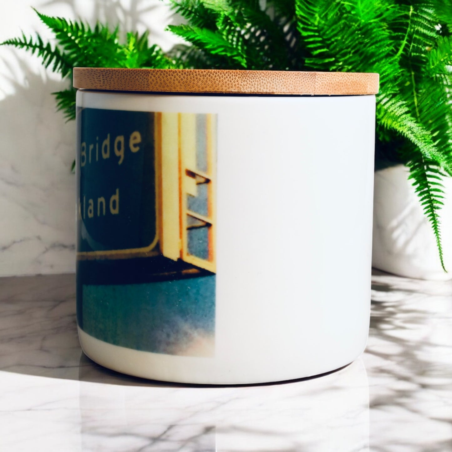 80 E to Oakland-Bay Bridge  Coconut-Apricot Blend Candle (Self Photographed) (16oz)