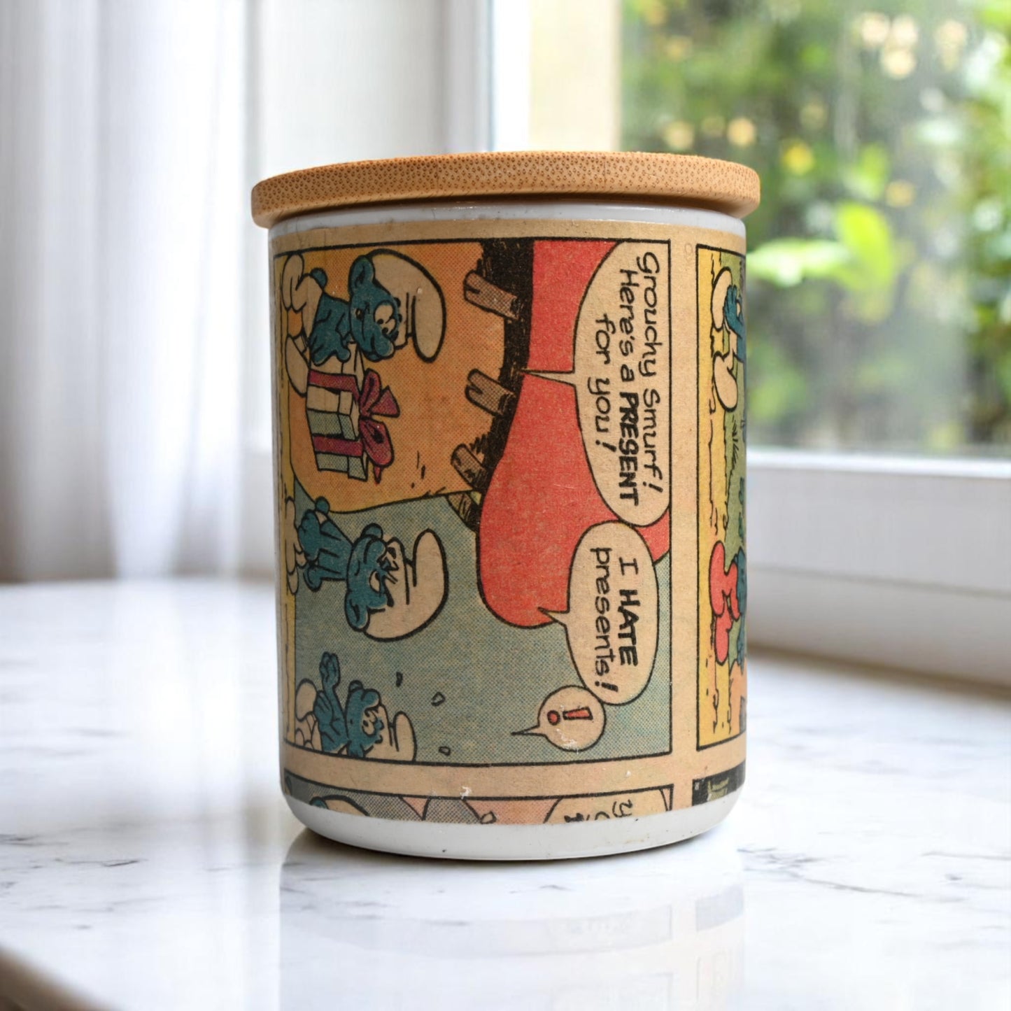 1982 Smurf Classic in Comic Coconut-Apricot Wax Blend Candle #1  (10oz)