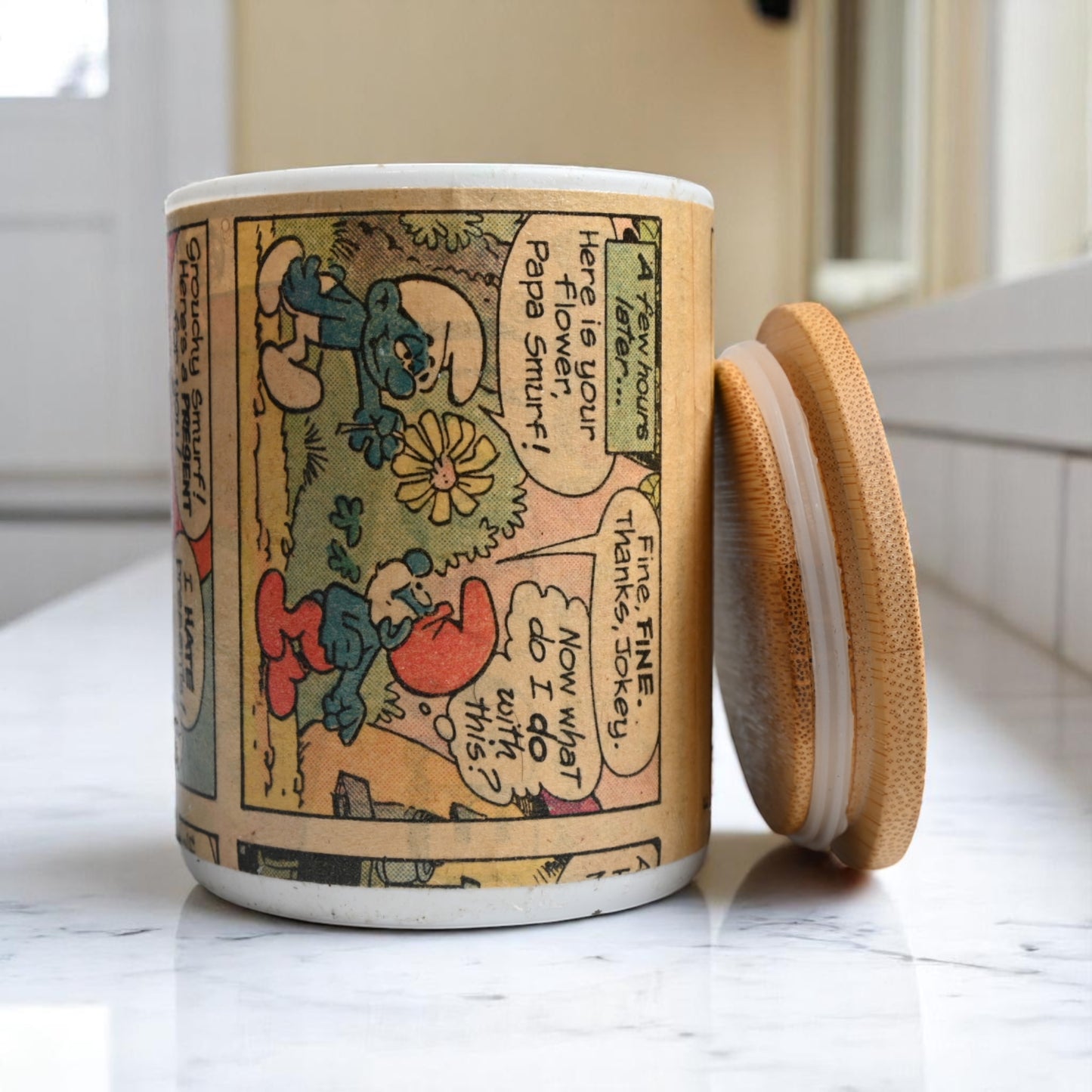 1982 Smurf Classic in Comic Coconut-Apricot Wax Blend Candle #1  (10oz)